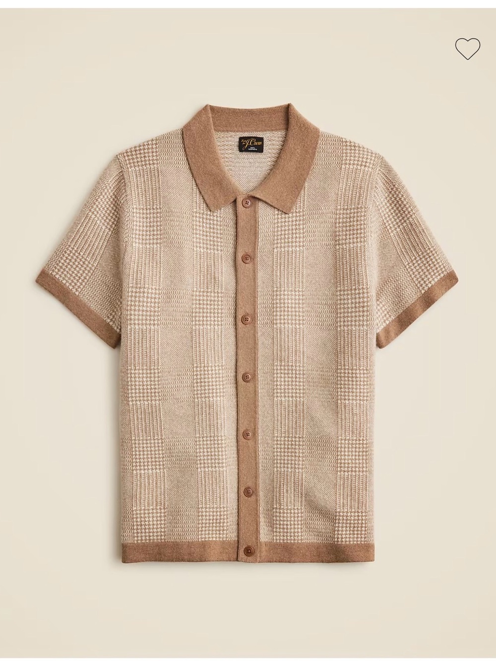 J. Crew Men's Short-Sleeve Cardigan Polo in Light Brown and Tan